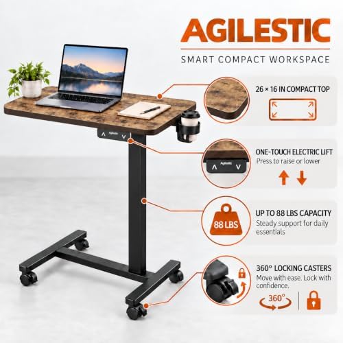 Agilestic 26*16 Inch Height Adjustable Electric Standing Desk, Rustic Brown - Image 3