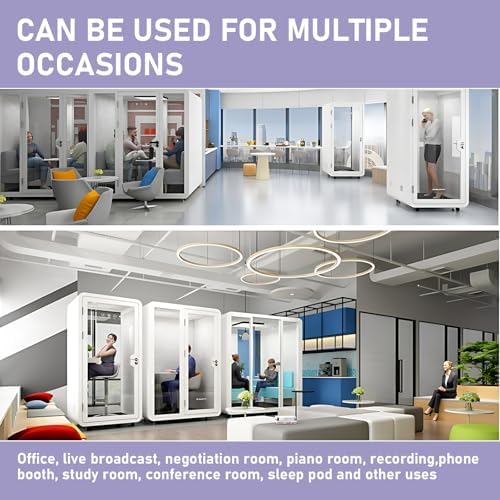 Office Sound Booth with Audio Privacy - Soundproof Proof Booth Includes Superimposed Interior Design,Sound Room Include Socket,Fans,Light for Study (Grey, 90IN) - Image 7