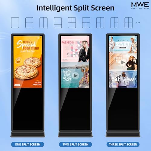 65 Inch 4K Touchscreen Digital Signage,Indoor Floor Standing Digital Kiosks & Interactive Displays,Commercial Advertising LCD Totem Android System Auto Media Player HDMI Input,Free Custom Logo,Black - Image 3