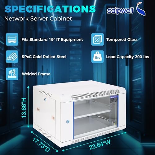 6U Wall Mount Server Rack 450mm Deep Network Cabinet, Lockable - Image 2