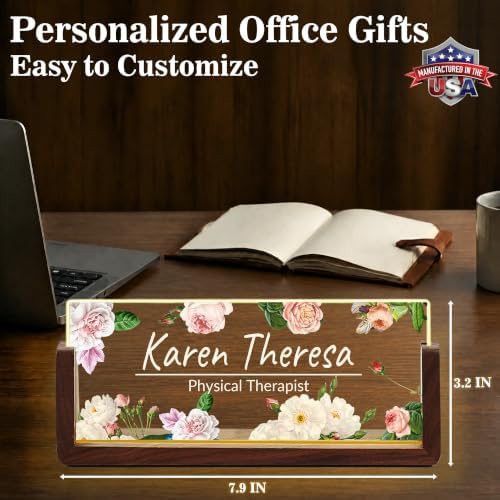 Custom Name Plate for Desk with LED Walnut Frame, Office Desk Decor - Image 4
