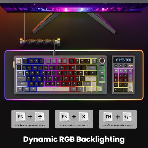 RK ROYAL KLUDGE M20 Wireless Number Pad, Mechanical Numpad with LCD Display, PC Numpad & Calculator Modes, Programmable Numeric Keypad, Bluetooth/2.4G/Wired, RGB Hot-Swappable for Win/Mac - Image 6