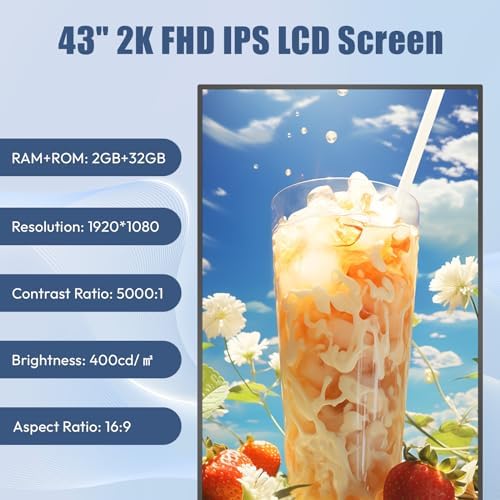 MWE 43 Inch Mobile Digital Signage Display Kiosk with Flight Case, Portable Digital Poster with Screen Mirroring App Publishing, Advertising Display Kiosk, Android OS - Image 6