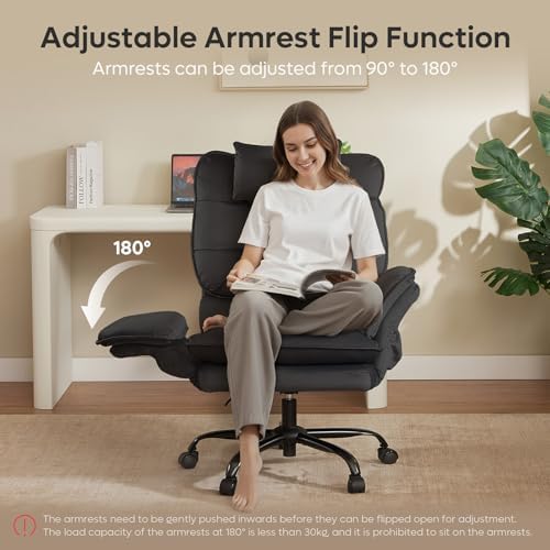 Bestier Criss Cross Chair with Flip-Up Armrests and Headrest, Black Velvet - Image 3