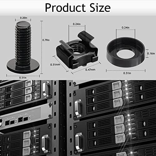 50-Pack M6 x 16mm Computer Rack Mount Cage Screws, Nuts & Washers for Server Cabinet - Black - Image 2