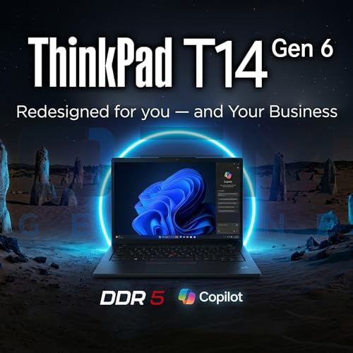 Lenovo ThinkPad T14 Gen 6 Touchscreen AI Business Laptop 14" FHD+ Display, Intel Ultra 5 225U, 16GB DDR5 RAM, 512GB SSD, 5MP FHD Webcam, Fingerprint, Backlit KB, Wi-Fi 6E, 2 Thunderbolt 4 - Black - Image 4