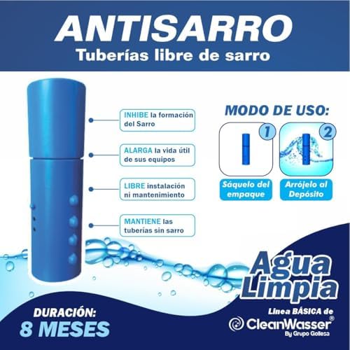 Anti-Tartar for Bathtubs and Cisterns, Removes Tartar from Pipes, Prevents the Formation of Tartar in Faucets and Showers, CleanWasser Clean Water Cartridge for 2,500 Liters - Image 3