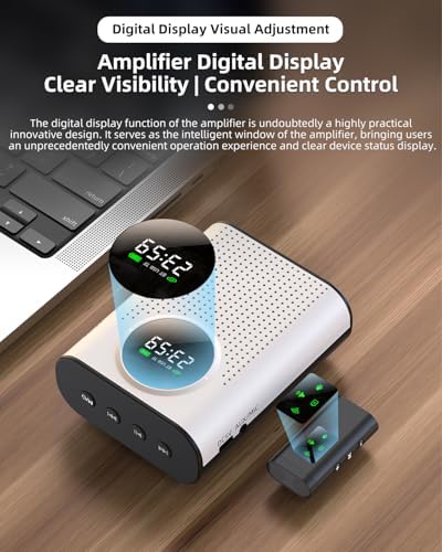 S67 Voice Amplifier Wireless Microphone Dual for Teachers Classroom Rechargeable, Mini Lavalier Lapel Mic, Portable Speaker PA System with LED Display for Class, Tour Guide, Coaches, White - Image 5