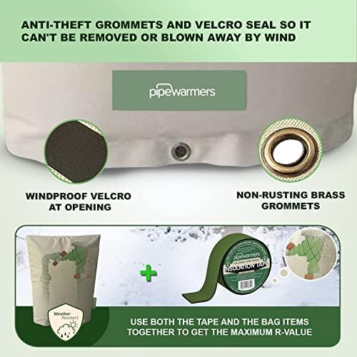 The Original Winter Pipe Insulation Cover (5˚F) - Double-Wall Cotton (UV-Coated) Insulated Backflow Preventer Freeze Protection, Pump Cover, Sprinkler/Well Head Cover for Outside - (14" W X 18" H) - Image 6