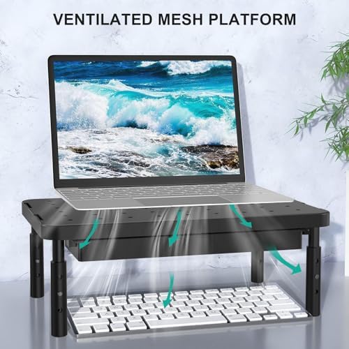 WALI Computer Monitor Stand with Storage, Monitor Riser 3 Height Adjustable - Image 3