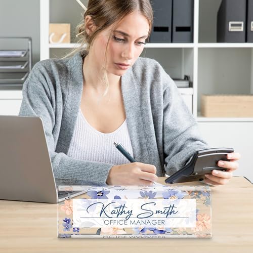 Personalized Name Plate for Desk, Custom Desk Name Plate, Acrylic Name Plate Office Desk Accessories, Personalized Office Gifts for Coworkers Teachers, Employee Appreciation Gifts (A-WaterColor2) - Image 6