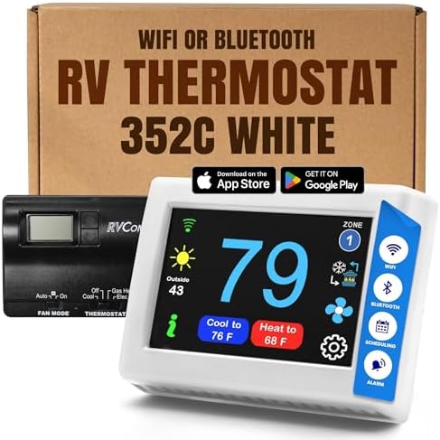 MICRO-AIR EasyTouch Digital RV Thermostat Replacement, 352C White by MicroAir