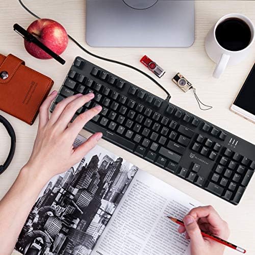 Hot Swappable Mechanical Gaming Keyboard - White Backlit with Blue Switches and 104 Keys Layout - Wired Gaming Keyboard - Image 3