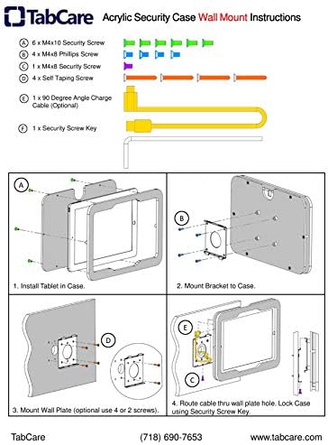 Anti-Theft Acrylic VESA Enclosure for Galaxy TAB Active3 & Active5 8.0 with Free Wall Mount Kit & 90-Degree Angle USB C Cable (Clear) - Image 4