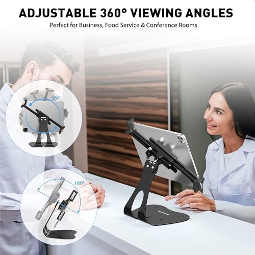 AboveTEK Anti-Theft iPad Kiosk Stand, 360° Swivel POS Tablet Mount with Security Cable & Key, Fits 7–13-inch iPad & Samsung Galaxy Tab, Perfect for Retail & Business - Image 3