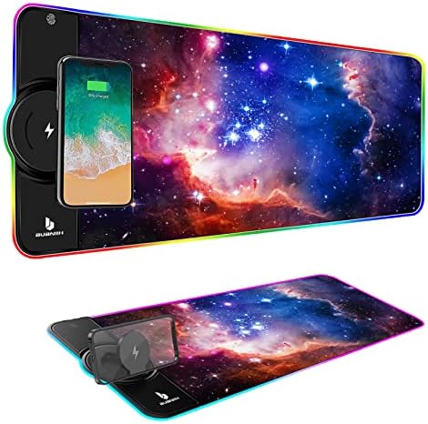 RGB Gaming Mousepad,Wireless Charging Desk Mat,15W Fast Charging by BUANIIHSmartLifeCompanion