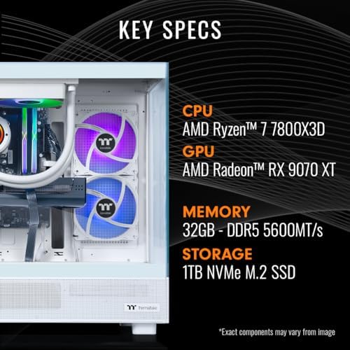 Thermaltake LCGS View 7897XS-270 Gaming Desktop (AMD Ryzen™ 7 7800X3D, 32GB 5600MT/s DDR5 RGB Memory, AMD Radeon™ RX 9070 XT, 1TB NVMe M.2, WiFi, Windows 11) V27S-B650-97X-LCS - Image 2