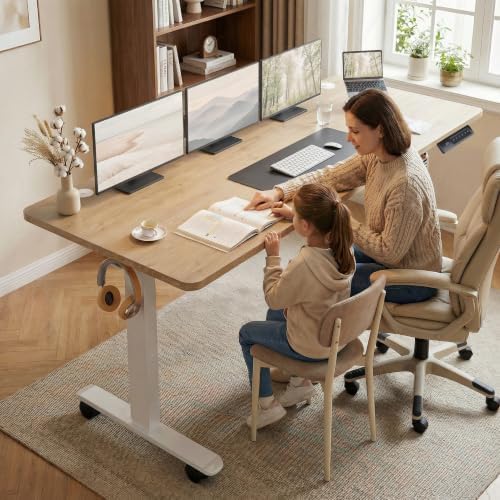farexon 63x24 in Electric Adjustable Standing Desk with Mouse Pad, Oak Gray - Image 2