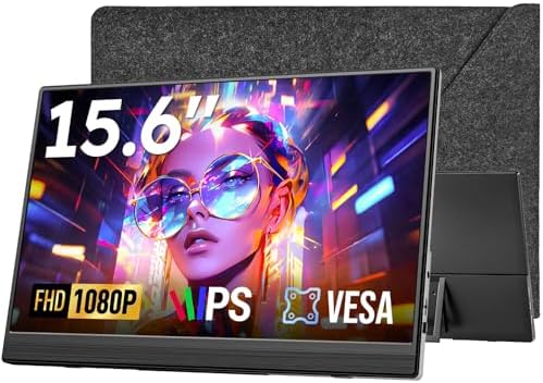 Dopesplay 15.6" Travel Portable Monitor with Kickstand & Sleeve, Black by Dopesplay