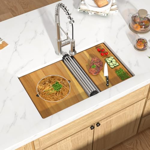 30 Inch Undermount Kitchen Sink 30x19 Workstation All-In One 16 Gauge 304 Stainless Steel Single Bowl Handmade Under Counter Sinks Basin with Accessories #TLU-0039 - Image 2
