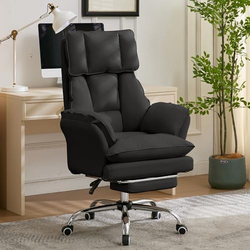 JOMEED Cloud Cross Legged Office Chair with Footrest and Flip Armrest,Black - Image 2