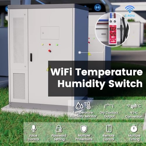TONGOU WiFi Smart Temperature Humidity Controller Switch, DIN Rail Dry Contact Output,Tuya/ Smart Life Remote Temperature Humidity Monitor, for Electrical Cabinet/ Greenhouse Incubator, FCC Certified - Image 2