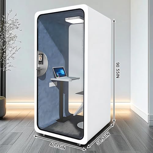 Outdoor Office Pod Booth with Audio Privacy - Portable Soundproof Boooth with White Exquisite Design,Sound Room with Light,Ventilation,Socket for Study,Singing Room,Telephone Booth (40.15") - Image 2