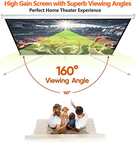 SUPER DEAL 100'' 16:10 HD Projection Screen Foldable Anti-Crease Portable Projector Movie Screen Manual Pull Down for Home Theater Presentation Education Outdoor Indoor Public Display, White - Image 3