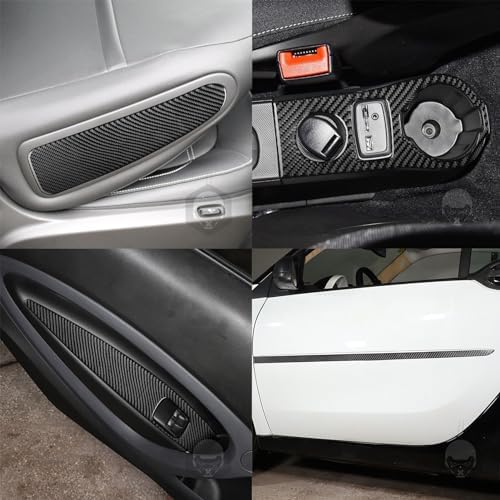 Car Dashboard Center Console Panel Decoration Cover Full Sticker Set Real 3K Black Carbon Fiber Trim Compatible with Benz Smart 2016 2017 2018 2019 2020 2021 Auto Interior Accessories - Image 5