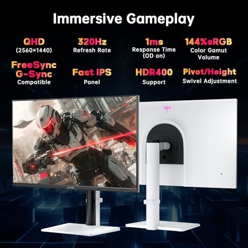 KTC 27 Inch QHD White Gaming Monitor 300Hz/320Hz H27E6 - Image 2
