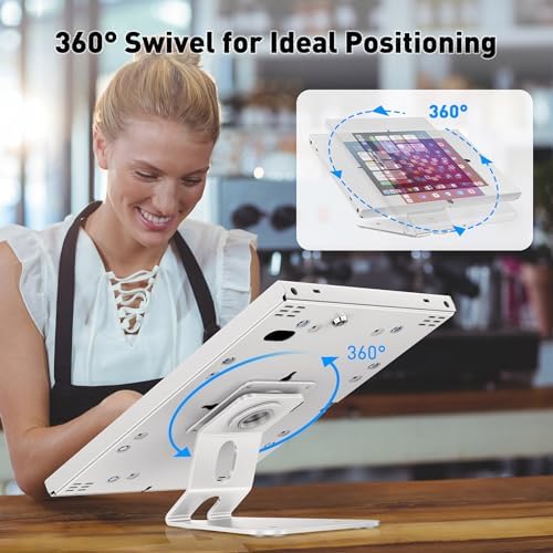 AboveTEK Anti-Theft Tablet Stand – iPad Locking & Security Stand, Countertop & Wall Mount POS Stand, 360° Swivel Kiosk Stand for iPad/iPad Air/iPad Pro – Ideal for Retail Business (White) - Image 6