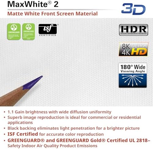 Elite Screens Manual B, 100-INCH Manual Pull Down Projector Screen Diagonal 16:9 Diag 4K 8K 3D Ultra HDR HD Ready Home Theater Movie Office Presentation, M100H - Image 6