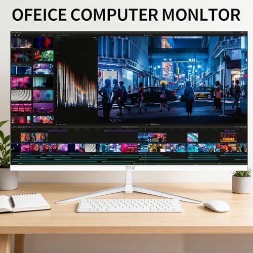 ZZA 32 Inch Flat Computer Monitor 60Hz, FHD 1080p VA Panel, Borderless Display, Supports AMD FreeSync, HRD10, 100% sRGB, HDMI and VGA Ports, Supports Wall Mounting (100mm × 100mm), White - Image 7