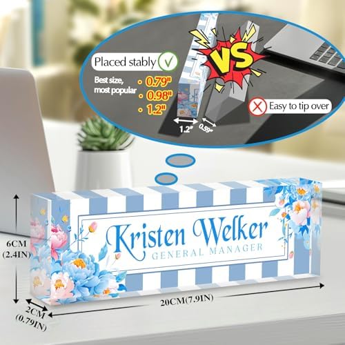 Desk Name Plate Personalized, Custom Name Plate for Desk, Personalized Teacher Appreciation Gifts for Desk Decor, Office Gifts for Coworkers Employees Boss, Teacher, Social Worker(Blue/White) - Image 2