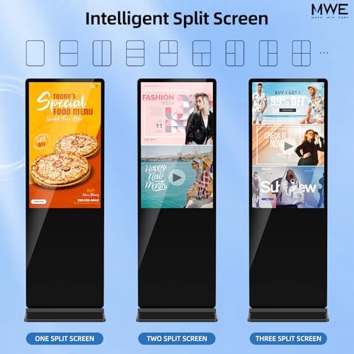 65 Inch 4K Digital Signage Display,Indoor Floor Standing Digital Kiosks & Interactive Displays,Commercial Advertising LCD Totem Android System Auto Media Player HDMI Input,Free Custom Logo,Black - Image 3