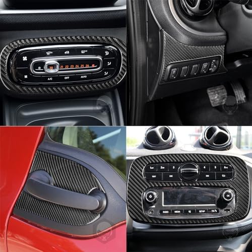 Car Dashboard Center Console Panel Decoration Cover Full Sticker Set Real 3K Black Carbon Fiber Trim Compatible with Benz Smart 2016 2017 2018 2019 2020 2021 Auto Interior Accessories - Image 3