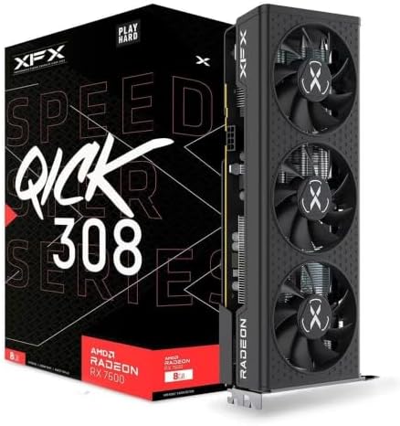 XFX Speedster QICK308 Radeon RX 7600 Black Gaming Graphics Card with 8GB GDDR6 HDMI 3xDP, AMD RDNA 3 RX-76PQICKBY by XFX