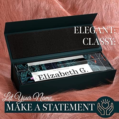 Desk Name Plate Personalized, Custom Name Plates 2½/x8 Inches, Thick Crystal-Clear Acrylic, Gift Box, Office Desk Decor. USA Made by ACRYLUXE (Bouquet) - Image 2