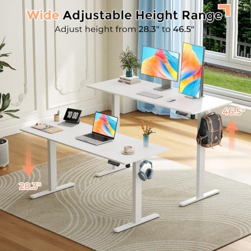 59"×24" Large Electric Standing Desk, Sit Stand Desk, White - Image 3