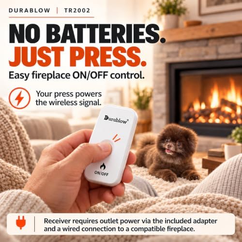 Durablow TR2002 Gas Fireplace Remote Control with Battery-Free On/Off Button Switch, for Millivolt Valves, Electronic Ignition Modules, or Replacing Existing Switch/Thermostat - Image 2