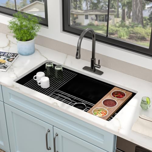 36" x 19" Undermount Matte Black Workstation Kitchen Sink - Image 3