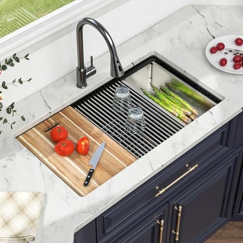 Kichae 32 Undermount Kitchen Sink Matte Black Granite Composite Workstation by Kichae