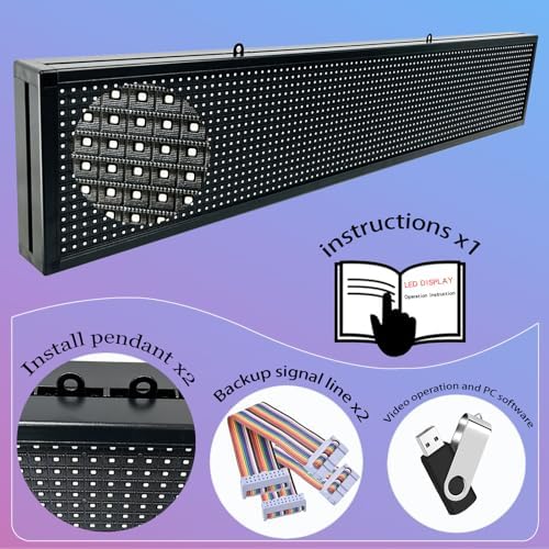 P10 Programmable Scrolling Led Sign Outdoor Signs For Businesse Custom Message Board Digita Display Advertising Screen Bar Word Light Wifi Control High Brightness Neon Sign 39"X8" - Image 3