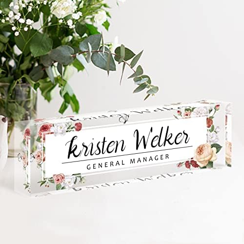 Desk Name Plate Personalized, Custom Name Plates for Desks, Personalized Acrylic Name Plate for Desk, Office Gifts for Coworkers, Boss, Employee, Teacher, Nurse, Doctor (Wild Rose) - Image 5