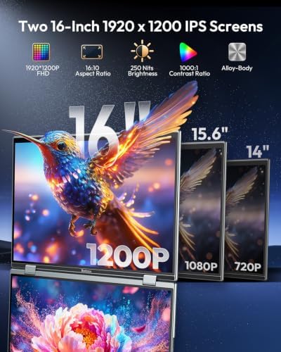 Portable Monitor, Dual 16" Touchscreen Monitor FHD 1920x1200 IPS - Image 6