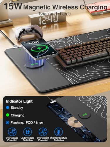 Magnetic Wireless Charging Mouse Pad, 31.5"x15.8" Large Desk Mat - Image 2