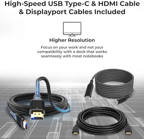 40AF0135US Lenovo Docking Station Dual Monitor Hybrid USB-C with USB-A - 1 Year Warranty, Thinkpad Dock w/ 135W Adapter, ANYHDD HDMI, DisplayPort, USB-C Cables, Cloth - Lenovo Laptop Docking Station - Image 6