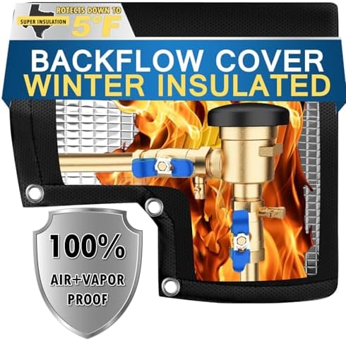 Backflow Preventer Pipe Insulation Cover (5°F), POROLIR 12"X13" Thicker Pressure Vacuum Breaker Cover, Water Well Pump Sprinkler Valve Cover, Outdoor Faucet Cover for Winter Freeze Protection Black by POROLIR