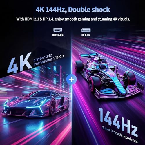 ZZA 27 Inch 4K Gaming Monitor,UHD(3840x2160) 4K 144Hz Flat Monitor, Adaptive Sync,HDMI 2.1 & DP 1.4,Tilt Adjustment PC Monitor, Wall Mountable, for Work, Streaming, and Home Office, Black - Image 2