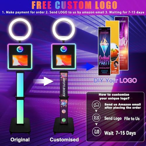 Photo Booth for iPad 10.2" 10.9" 11" 12.9" & Camera,2-in-1 Selfie Station Shell Stand Camera Photobooth Machine,App Control RGB Fill Light,for Parties,Rental Business (Black + Honeycomb Box) - Image 5